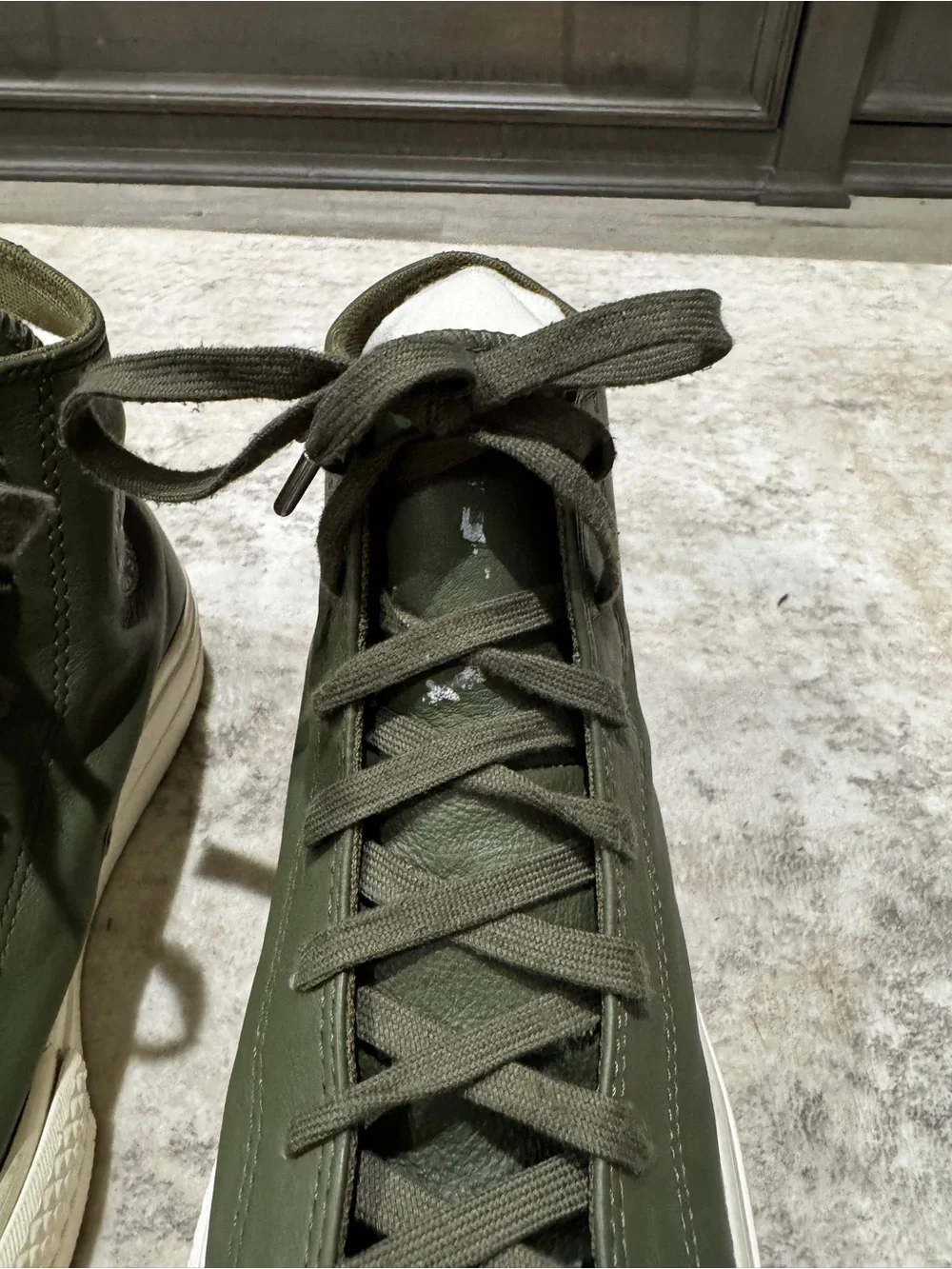 Converse High Top Platform Sneakers in Olive Green and White - Picture 4 of 6